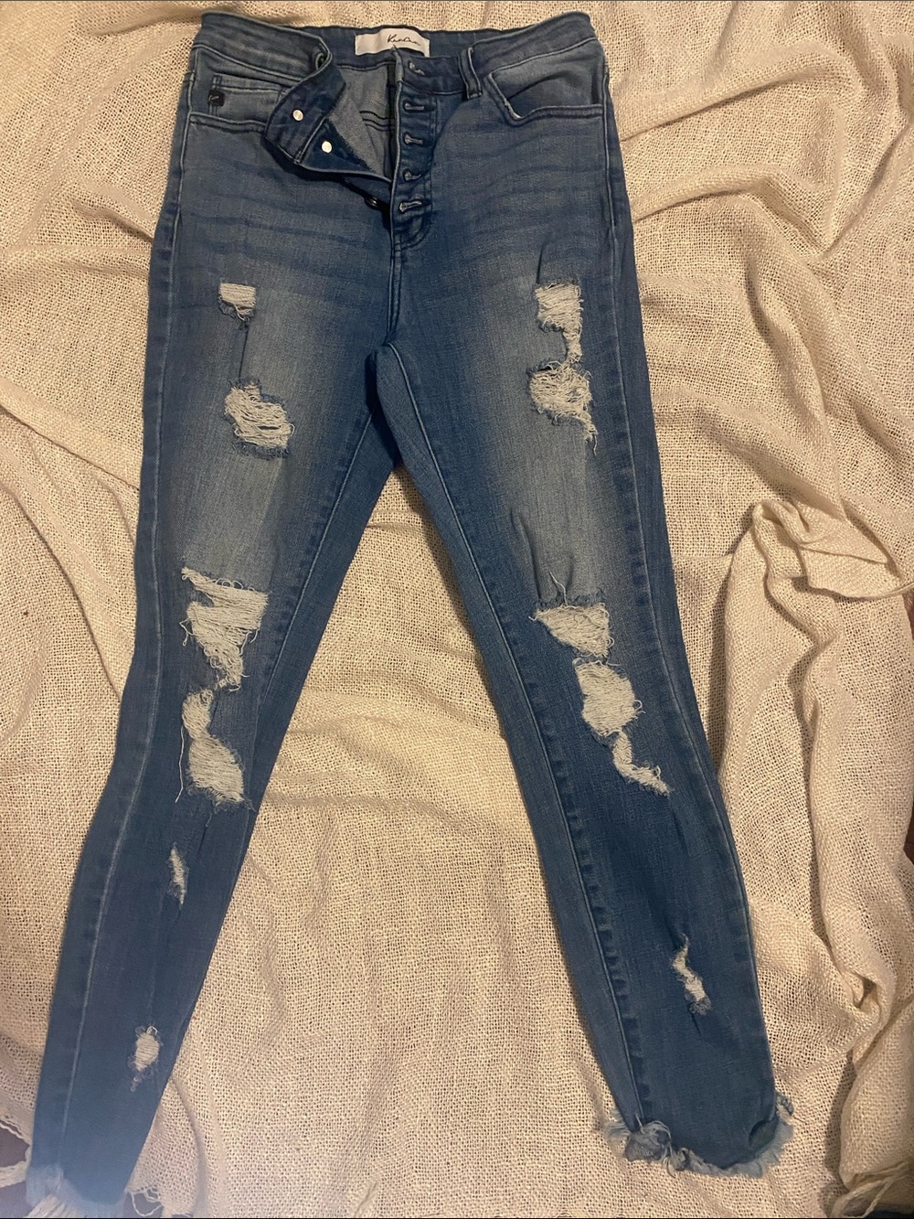 KanCan Distressed Skinny Jeans in Dark Blue